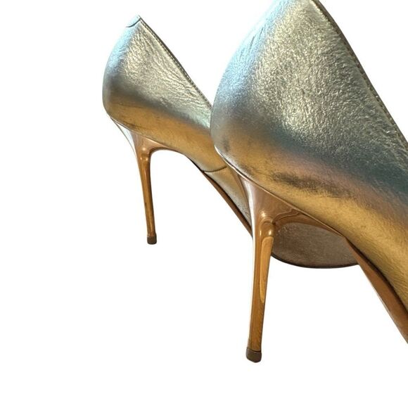 Jimmy Choo Abel Degradé Metallic Gold Tan Beige Suede Pointed Toe Stiletto Pumps - Picture 12 of 15